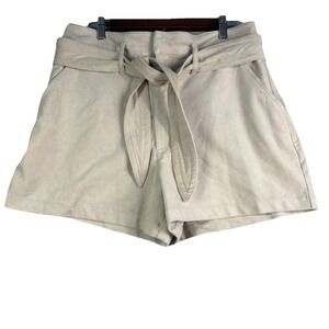 Abercrombie & Fitch Shorts Women Large Tan Faux Suede High Rise Tie Waist Pocket